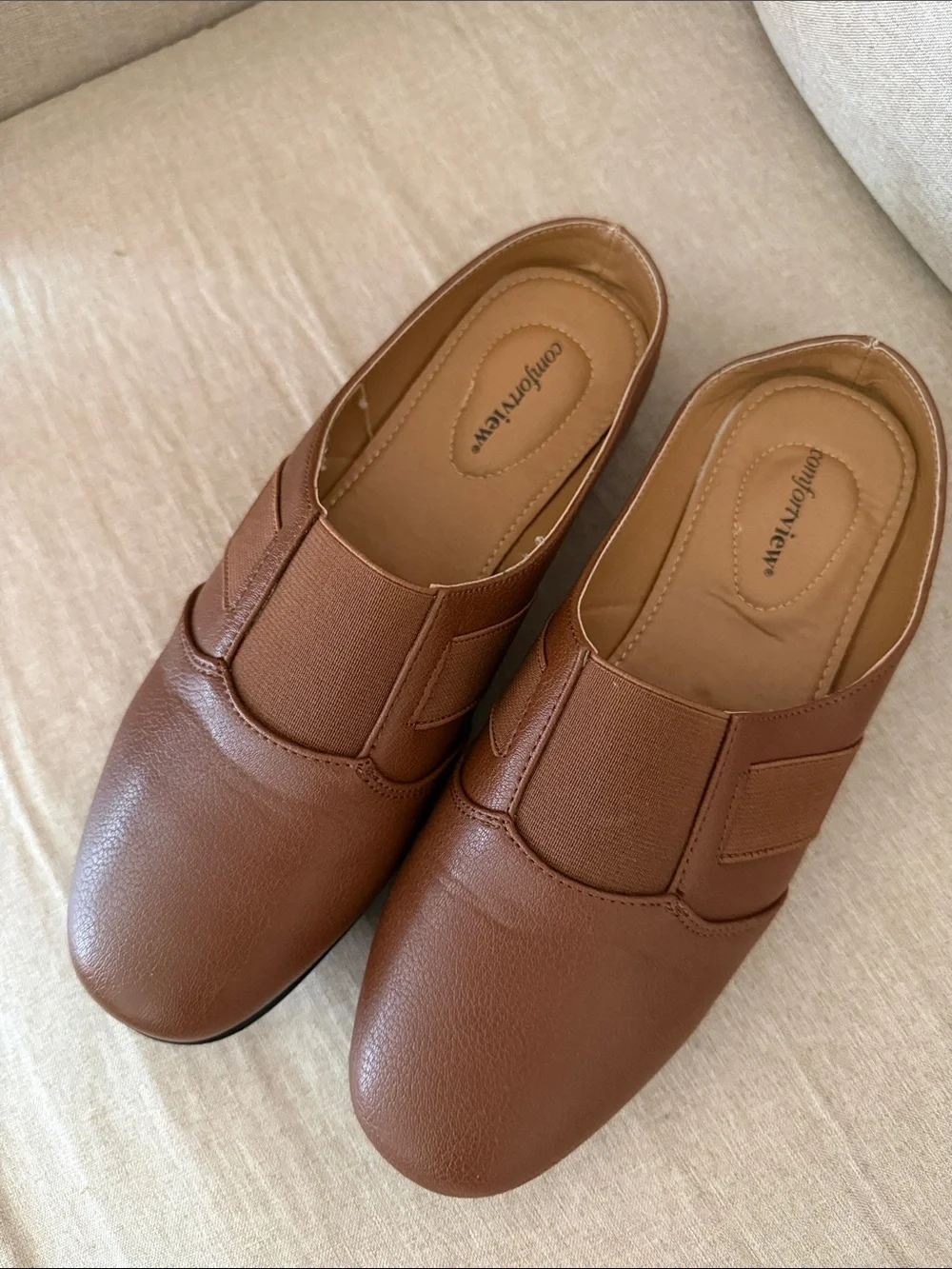 Comfortview Women's Brown Slip-On Mule Loafer